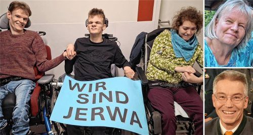 Auch sie sind Jerwa: Nils Wagemann, Moritz Greimel und Lea Linhuber (von links) gehörten zu den Patienten der Jerwa-Station der Schön-Klinik Vogtareuth. Elke Fischer-Wagemann (rechts oben) und Landrat Otto Lederer setzen sich für den Aufbau eines adäquaten Behandlungsangebotes an einer anderen Klinik ein. Fotos privat/Huber