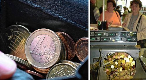 Aus dem Geldbeutel in die Zählmaschine einer Bank. Das ist der einfachste Weg, um größere Mengen Kleingeld einzutauschen. Es gibt aber auch andere Möglichkeiten. Fotos dpa