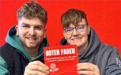 Die beiden Co-Vorsitzenden der Jusos Rosenheim-Stadt, Jonah Werner (links) und Reka Molnar.Foto re