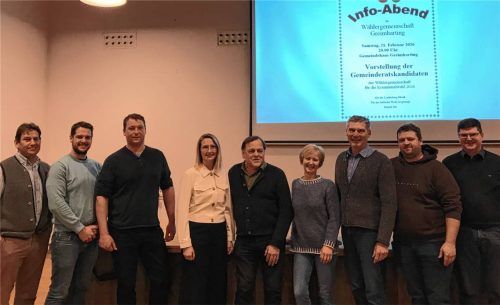 Die Mannschaft der „Wählergemeinschaft Greimharting“: (von links) Florian Mayer, Johann Prankl junior, Johann Riepertinger, Martina Mayer, Vorsitzender Johann Prankl senior, Marianne Fischer, Zweiter Vorsitzender Robert Perl, Stefan Tauber und Thomas Kronast. Foto  Dachs