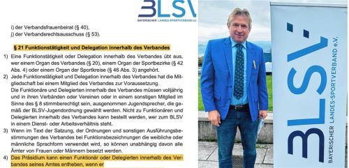 Die Satzung des BLSV ist eindeutig: Der Kreisverband hat eine Anhörung in der Causa Martin Wieser beantragt. Das BLSV-Präsidium prüft derzeit eine Amtsenthebung Wiesers. Fotos  Eschenfelder (Screenshot)/Privat