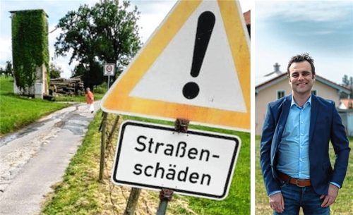 Die Straßenschäden in Bad Endorf sind nicht leicht zu überblicken. Bürgermeister Alois Loferer versucht, die Lage zu erklären. Fotos Re