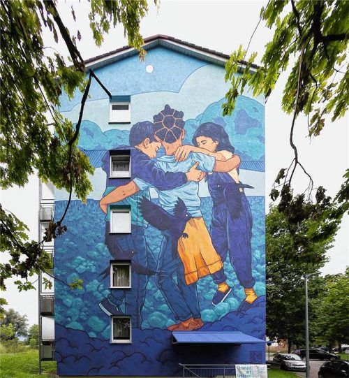 „Ein Hauch von Freiheit“, Mural von 2024 von Lidia Cao in der Oberwöhrstraße 67/69. Fotos Martin Weiand