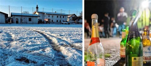 Einen größeren Polizeieinsatz hat es am Samstagabend bei einer Party am FC-Vereinsheim gegeben, nachdem ein Autofahrer einige Runden auf dem Trainingsplatz gedreht hatte. Die beiden Fahrer wurden wegen Sachbeschädigung angezeigt. Fotos  Enzinger/dpa