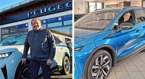 Es gibt wieder Geld vom Staat für E-Fahrzeuge: Klaus Biedermann (links) und Günther Oelmaier (rechts) erklären den neuen Boom. Fotos  Enzinger