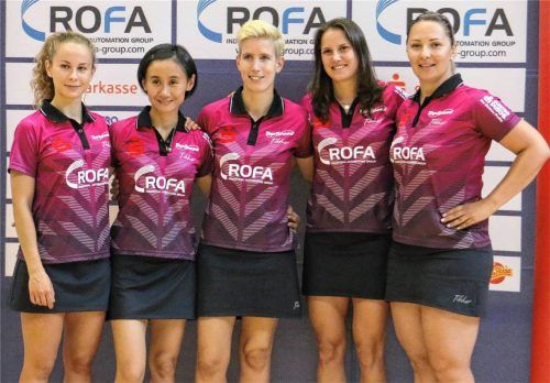 Kolbermoors Mannschaft mit Katharina Michajlova, Liu Jia, Kristin Lang, Sabine Winter und Svetlana Ganina (von links) gewann in der Saison 2018/19 erstmals das Finalturnier um den deutschen Pokal.Foto Gerhard Erlich