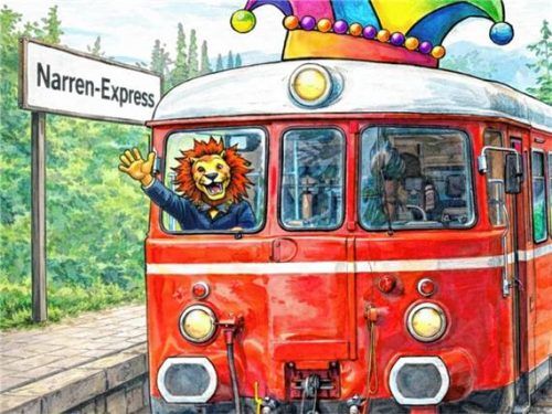 Leo unterwegs im Narren-Express.Foto Chiemgauer Lokalbahn