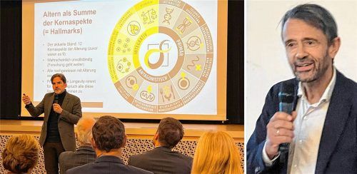 Mit neuen Konzepten wollen Dietolf Hämel, Vorstandsvorsitzender der Gesundheitswelt Chiemgau AG (rechts), und Professor Dr. Matthias Spörrle das Altern positiv beeinflussen. Fotos Gerlach