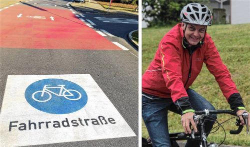 Ohne die Mühe von Fahrradbeauftragtem Frank Wiens (rechts), hätte Stephanskirchen möglicherweise noch kein Radverkehrskonzept. Nun sollen erste Maßnahmen umgesetzt werden: So wird bald die Schulstraße/Kreuter Straße zur „unechten Fahrradstraße“. Fotos Imago/imagebroker/privat