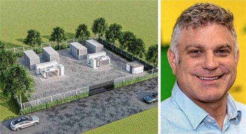 So sehen die Batteriespeicher der Firma Cell Mind aus. Statt vier, wie hier auf der Grafik zu sehen, sind neben der alten B12 in Altmühldorf 15 solche Speicher in Containergröße geplant. Stephan Schinko (Grüne) hält die Speicher für nötig, aber nicht an diesem Standort. Foto Cell Mind/Privat