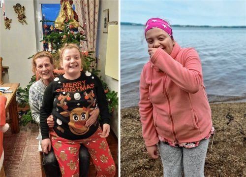 Unzertrennlich: Birgit Fritsch und Tochter Carolin, die an Weihnachten und am Wasser besondere Freude hat. Foto re