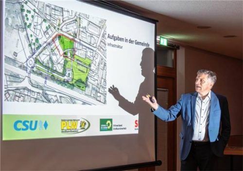Bürgermeisterkandidat Anton Wallner skizziert die Aufgaben in der Gemeinde mit Blick auf die Infrastruktur. Foto Günter Kratschmayer