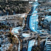 Letzte Arbeiten am Knotenpunkt Pürtener Kreuzung