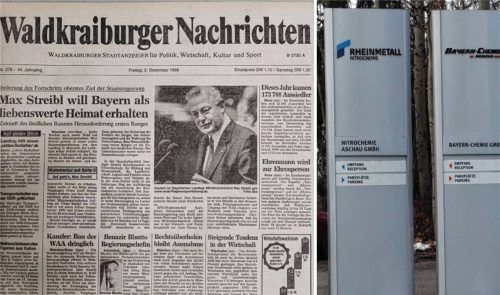 Die Firma Nitrochemie wollte schon im Jahr 1988 erweitern. Dazu erschien auch ein Artikel in den Waldkraiburger Nachrichten. Foto Weinfurtner