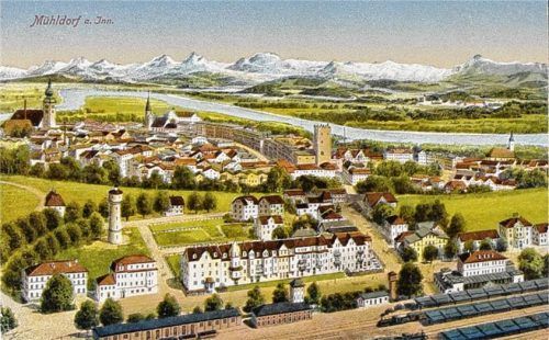 Diese Postkarte im Besitz des Stadtarchivs zeigt Mühldorf mit der oberen Stadt um 1905. Foto Stadtarchiv Mühldorf