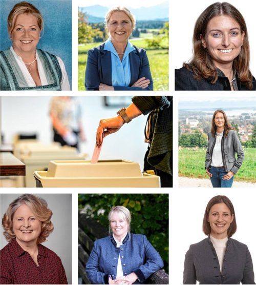 Frauen in der Kommunalpolitik sind immer noch eine Minderheit. Diese Frauen aus der Region gehören dazu: (von links oben im Uhrzeigersinn) Susanne Grandauer, Maria Haimmerer, Susanne Kunz, Irene Biebl-Daiber, Mary Fischer, Nicole Bauer-Schäfer und Franziska Pfaffenhuber sind sieben von insgesamt zehn Kandidatinnen in der Region. Foto Re/Imago
