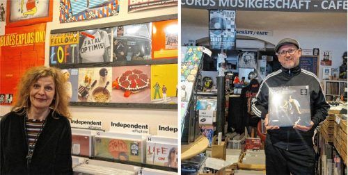 Immer mehr junge Leute zieht es wieder in die Rosenheimer Plattenläden. Das freut Heidi Möhlenbeck, Besitzerin vom Plattenladen „Bebop“, und Alfred Zaller, Eigentümer des Musikgeschäfts „Frödy-Records“. Fotos  Mischner