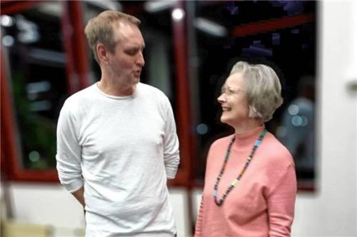 Tom Brückner im Gespräch mit Bianca Mertin, der Leiterin des Haus des Buches. Foto fischer