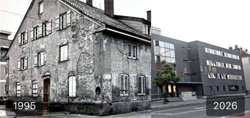 Wo bis 1999 die alte Kaiserturnhalle und das ehemalige Feuerwehrhaus standen, befindet sich heute das 2009 fertiggestellte Polizeipräsidium Oberbayern Süd. Foto Trux/Ziegler
