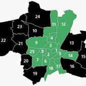 Klares Farbenspiel in den Bezirken