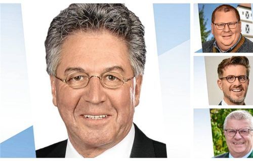 Alois Anetsberger (links) ist Vogtareuths neuer Bürgermeister. Wiedergewählt wurden in Schechen Stefan Adam (rechts oben), in Stephanskirchen Karl Mair (Mitte) und in Söchtenau Bernhard Summerer (unten). Foto Anetsberger, Adam, Mair, Summerer