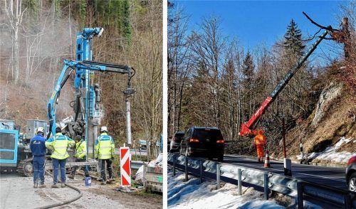 Bauarbeiten zur Hangsicherung wie im Jahr 2025 (links) oder Baumfällaktionen im Jahr 2023 (rechts) sind am Sudelfeld keine Seltenheit. Fotos Schmidt