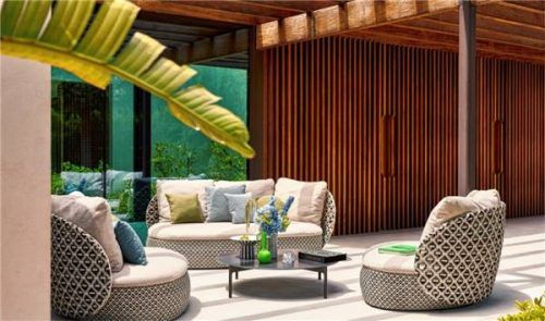 Das organisch geformte Loungemöbel besteht aus verschiedenen Modulen, die sowohl für sich alleine stehen als auch zu größeren Sitzlandschaften verbunden werden können. Foto Dedon