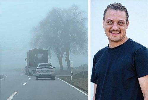Dichter Nebel und trotzdem das Rücklicht nicht angeschaltet – immer mehr Autofahrer sind nur mit automatischem Taglicht statt mit Abblendlicht unterwegs. Das hat auch Fahrlehrer Christian Unterhuber festgestellt, der seinen Schülern die korrekte Beleuchtung beibringt. Foto Christa Latta, privat
