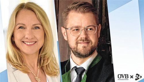 Die Bürgermeister-Kandidaten Claudia Hungerhuber und Michael Hetzl vor der Stichwahl am 22. März. Foto  Klinger