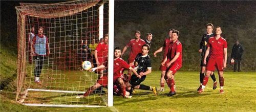 Die Ecke von Alex Baumgartner findet den Weg ins Tor zur SG-Führung.Foto Walter Semerad