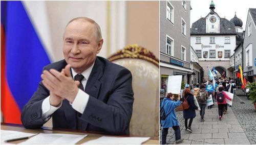 Die Friedensinitiative Rosenheim müsse aufpassen, sich nicht zum Erfüllungsgehilfen Wladimir Putins zu machen, warnt der Sektenbeauftragte der Evangelisch-lutherischen Kirche Bayern, Matthias Pöhlmann. Foto IMAGO / SNA / Friedensinitiative Rosenheim