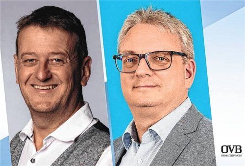 Die Töginger Bürgermeisterkandidaten (von links) Marco Harrer (SPD) und Daniel Blaschke (CSU) treten am 22. März zur Stichwahl an. Foto  Klinger