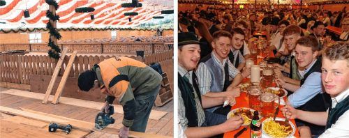 Die Vorbereitungen auf das Starkbierfest in Raubling (links) begannen schon Ende Februar. Ab heute, Freitag, wird wieder gefeiert. Fotos Ruprecht/Nitzsche