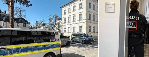Ein Prozess am Rosenheimer Amtsgericht wurde am gestrigen Freitag, 13. März, von vielen Polizisten bewacht, auch im Gerichtssaal positionierten sich Einsatzkräfte. Foto Montage: re