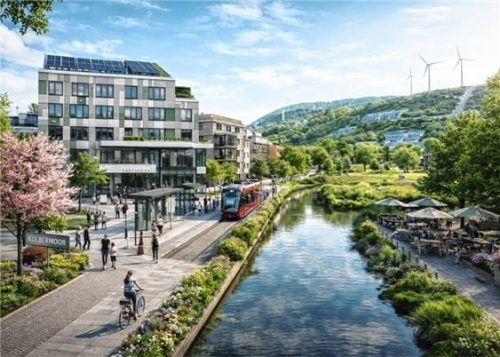 Könnte Kolbermoors Stadtbild zukünftig so aussehen? Diese Bilder wurden per künstlicher Intelligenz (KI) anhand der Wahlprogramme von (oben von links) CSU, SPD, Grüne (unten von links), Parteifreie Kolbermoor, AfD und Linke angefertigt. Fotos re (mit KI erstellt)