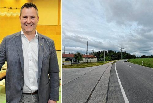 Neben der Industriestraße in Aschau soll ein Batteriespeicher entstehen. Bürgermeister Christian Weyrich und der Gemeinderat stimmen über einen Vorbescheid ab und gaben grünes Licht.Foto Höpfinger/Gennutt