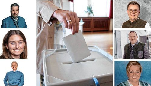 Sechs Kandidaten setzen sich bei den Wahlen im Inntal direkt durch. Zwei Gemeinden müssen in die Stichwahl (von oben links im Uhrzeigersinn: Dr. Matthias Bernhardt, Oberaudorf, Christoph Schneider, Neubeuern, Holger Steiner, Flintsbach, Susanne Grandauer, Nußdorf, Hajo Gruber, Kiefersfelden und Susanne Kunz, SamerbergFotos Imago/Re