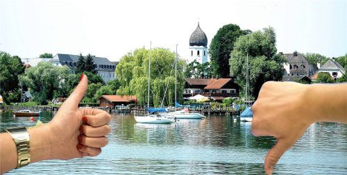 Tritt Michael Lanzinger gegen Armin Krämmer in der Stichwahl auf der Fraueninsel an? Es kommt zu Neuwahlen.Foto Montage dpa/pa