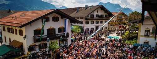 Beim Maibaumaufstellen ist Teamarbeit gefragt: Zahlreiche Helfer packen am Dorfplatz mit an. Fotos Nitzsche