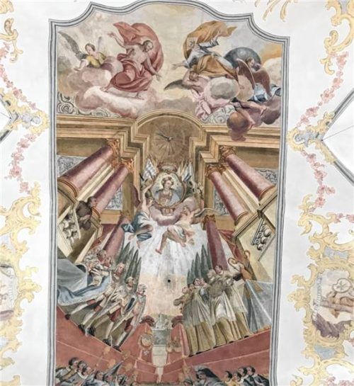 Deckenfresko der Pfarrkirche Frasdorf von 1761.Foto R. Wörndl