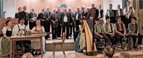 Die Familienmusik Schmid, der Männerchor Brannenburg-Schloß, die Feichteck-Musi und die 4 jungen Hinterberger (von links). Foto re