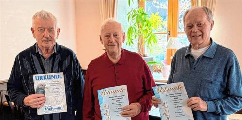 Die stolzen Sieger (von links) Jakob Gerg, Sepp Huber und Sepp Holzmann. Foto Stache