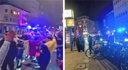 Hunderte Fußballfans haben am vergangenen Dienstagabend am Atrium in Rosenheim gefeiert. Foto Screenshot Instagram