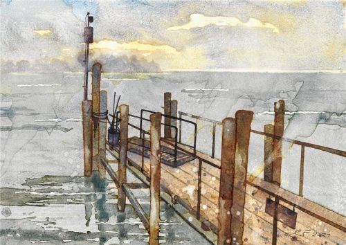 Maximilian Schmetterer: „Aufbruch“, Aquarell (2021). re