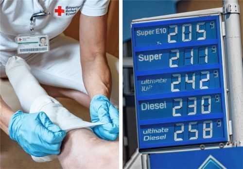 Seit dem Krieg der USA und Israels gegen den Iran liegen die Benzin- und Dieselpreise im Durchschnitt über zwei Euro pro Liter. Die hohen Spritpreise machen auch den ambulanten Pflegekräften in der Stadt Rosenheim zu schaffen.Fotos dpa