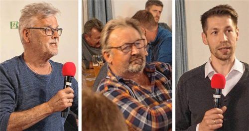 Sie meldeten sich bei der Bürgerversammlung von Obertaufkirchen zu Wort: (von links) Helmut Kleinfercher, Franz Kern und Tobias Weidmann.Fotos  Sutherland