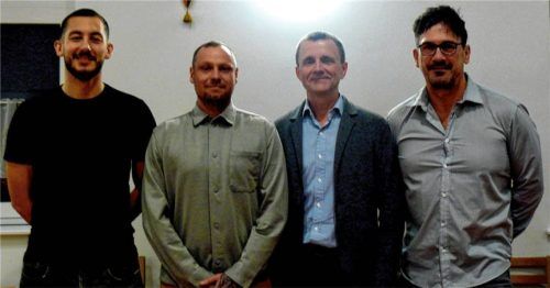 Wollen die Fußballabteilung des VfL Waldkraiburg in die Zukunft führen: (von links) Adrian Malec, Walter Buchhorn, Tom Jacobi und Sebastian Jusic. Foto fischer