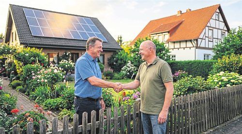 Das Teilen von Solarstrom eröffnet zukunftsweisende Perspektiven. Foto Energieberatung der Verbraucherzentrale, KI