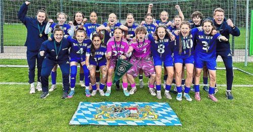 Der bayerische U14-Leistungskader bejubelt den Sieg beim DFB-Länderpokal.Foto BFV