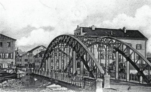 Die Mangfallbrücke in der Innstraße: Die eiserne Bogenbrücke war Anfang des 20. Jahrhunderts ein architektonisches Kunstwerk. Weitere Fotos sehen Sie auf www.ovb-online.de.Fotos Archiv Herbert Borrmann/Ziegler